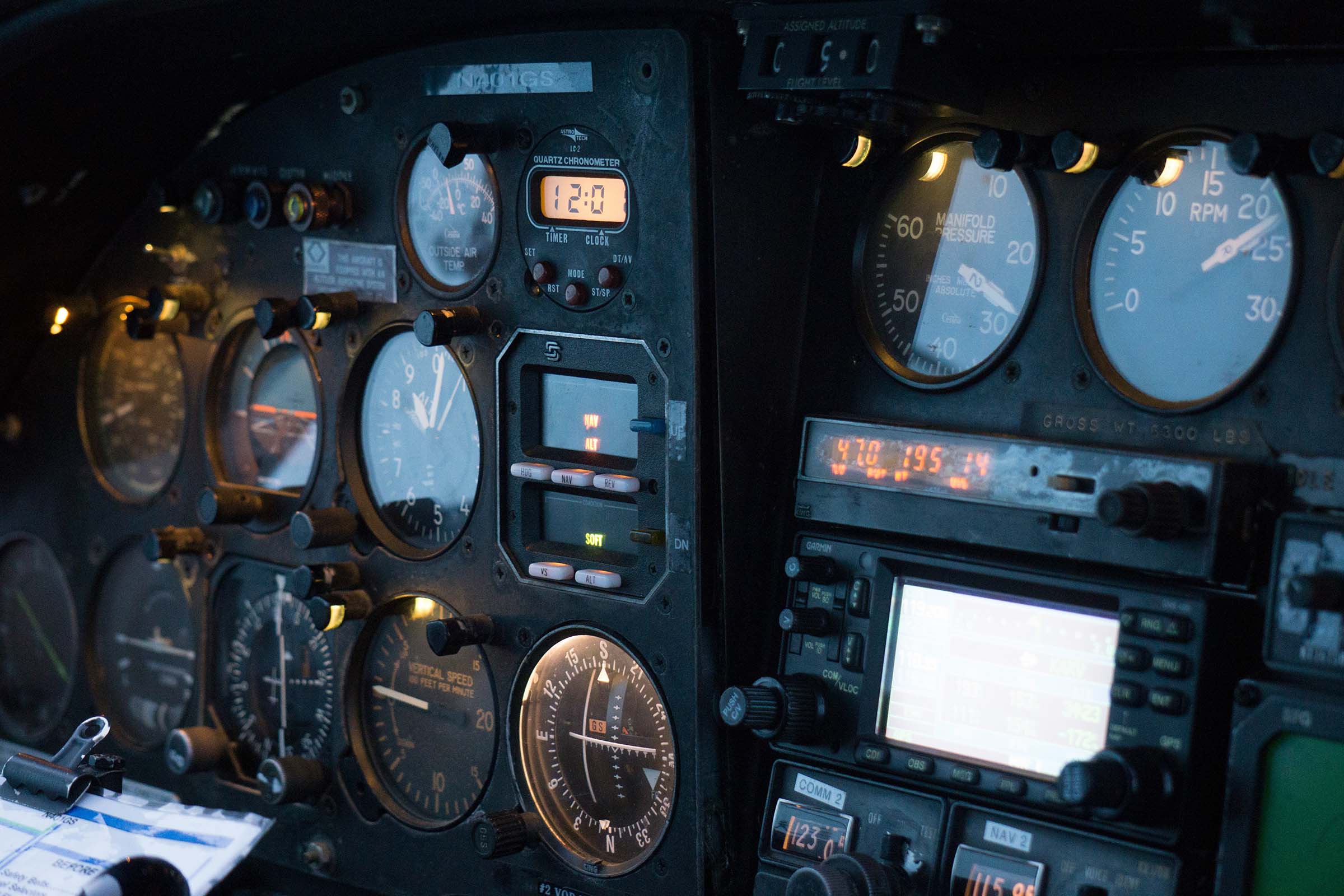 Close up of cockpit panel